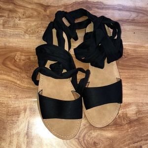 Faux suede laced up sandals